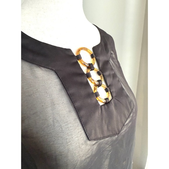 Heirloom Limited Black Brown Leaves Women's Transparent Top S-M - Picture 2 of 7